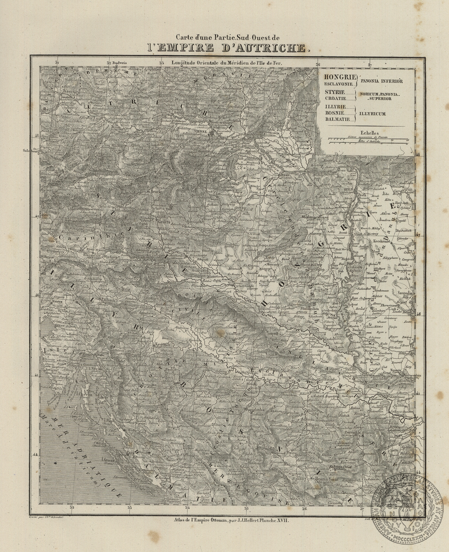 Carte d' une partie Sud-Ouest de l' Empire d' Autriche